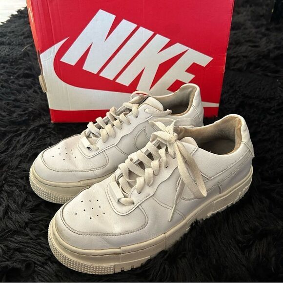 NIKE af1 Air Force one shadow white lace up platform shoes sneakers women’s 8.5 - Picture 3 of 9